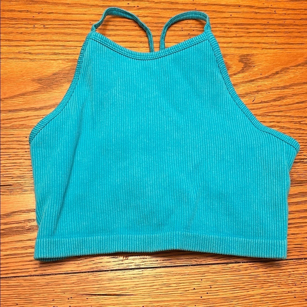 Teal Ribbed Crop Top